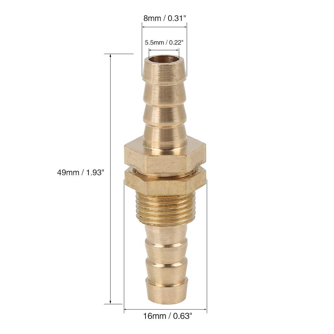 8mm Brass Hose Barb Fitting Connector Coupler For Joiner Air Water Fuel Pipe