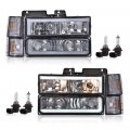 Smoky Lens Chrome Housing Amber Reflector Headlight W Led Strip Light For Gmc C1500 C2500 K1500 K2500 Yukon Suburban 1994-1999 