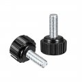 M5 X 15mm Metric Male Thread Knurled Clamping Knobs Grip Thumb Screw On Type Hand Handle Bolt With Plastic Black 10 Pcs 