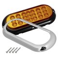 Partsam 2pcs 6-1 2 Oval Amber Led Trailer Lights 21 Flange Mount W Reflectors Turn Signal Park Side Marker For Truck Trail Bus