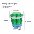 Uxcell Latching Metal Push Button Switch 16mm Mounting Dia 1no Spst Green Led Light High Round Head 1pcs