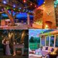 Rgb Outdoor String Lights 48 Ft Waterproof Led Patio With 15 Shatterproof S14 Bulbs Dimmable Color Changing Remote For Backyard 