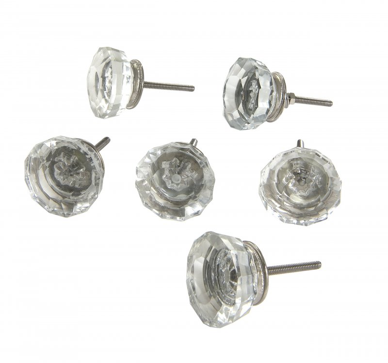 Dritz Home 47002a Glass Faceted Knob Clear 6-piece