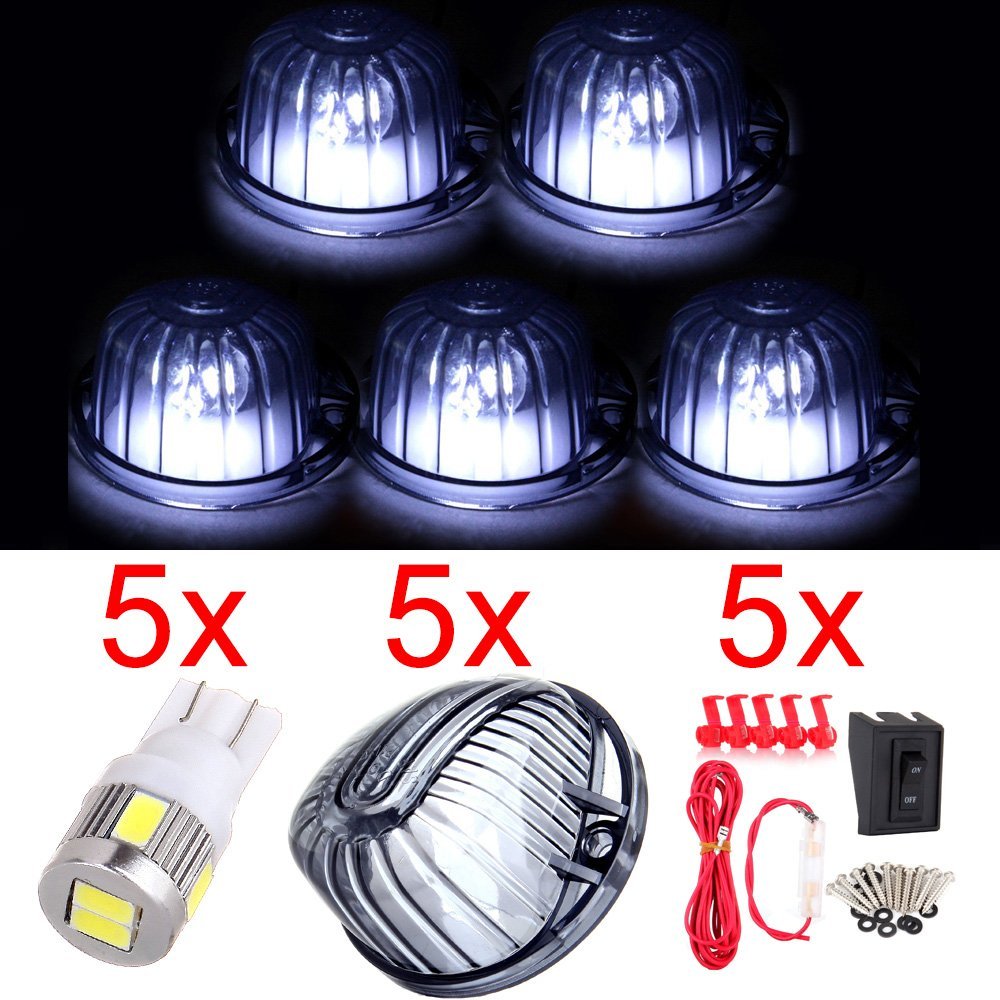 5pcs 9069a Cab Marker Round Light Smoke Lens Wiring Pack Pwitch Xenon White 168 Led 6-5730-smd Replacement Fit For Chevrolet