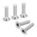M4-0 7 X 16mm Flat Head Torx Anti Theft Machine Screws 10 Pcs 304 Stainless Steel Drive Countersunk Full Thread Silver 