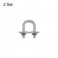 Uxcell Round U-bolts 2 Sets 24mm 0 94 Inner Width 49mm Length M8 304 Stainless Steel U Clamp Bolt With Nuts Washers And Plates