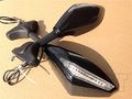 Hk Moto- Motorcycle Integrated Led Turn Signals Side Mirrors For Universal Gloss Black