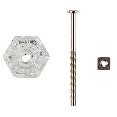 Depression Era Hexagonal Clear Glass Drawer Knob Diameter 1 4 Handle For Antique Cabinet Door Dresser Desk Reproduction