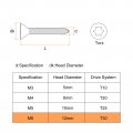 Uxcell 60pcs Flat Head Torx Screws M6 X 12mm 304 Stainless Steel Countersunk Self Tapping Anti-theft Wood Tamper Resistant Fit