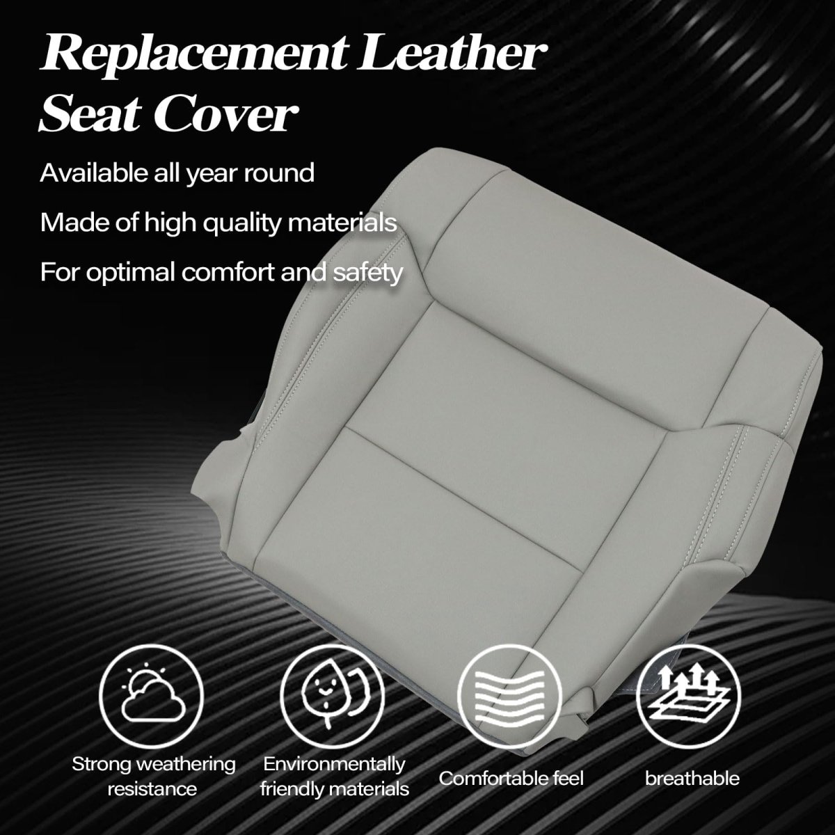 Leather Seat Covers For Toyota Tundra 2014 2015 2016 2017 2018 2019 2020 Driver And Passenger Bottom Gray Microfiber Custom Fit