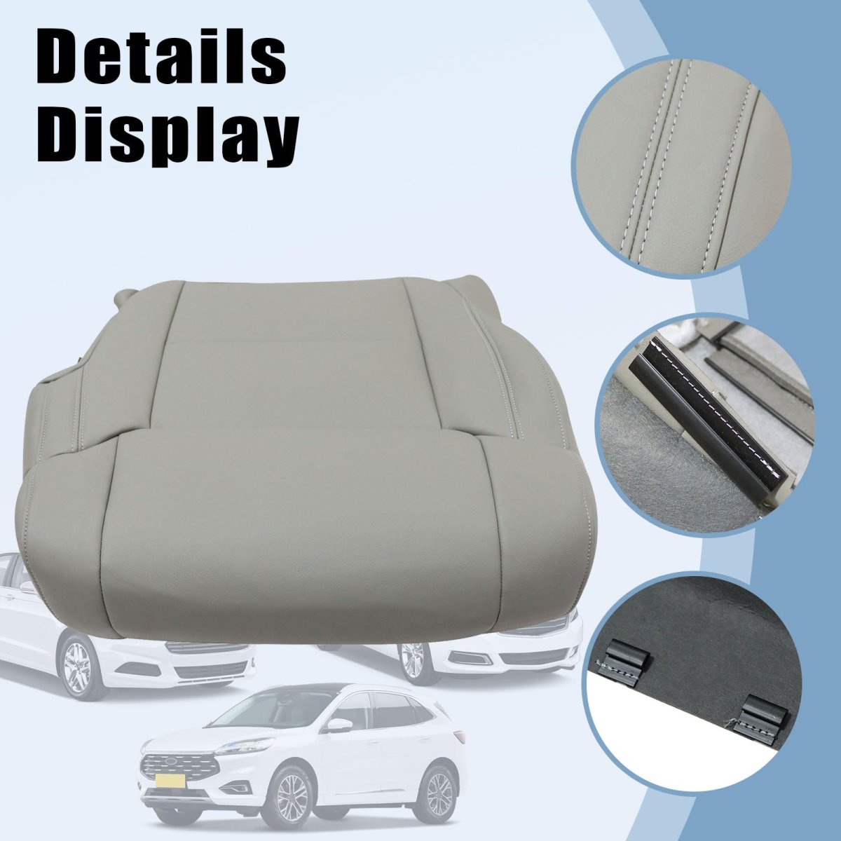 Leather Seat Covers For Toyota Tundra 2014 2015 2016 2017 2018 2019 2020 Driver And Passenger Bottom Gray Microfiber Custom Fit