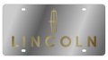 Lincoln Gold Logo Word -stainless Steel License Plate 