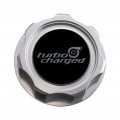 Vms Racing Silver Oil Cap With Black Turbocharged Emblem In Cnc Machined Billet Aluminum Compatible Honda Acura Integra