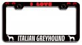 I Love Italian Greyhound Dogs Black Metal License Plate Frame Heavy Duty Stainless Steel Tag Holder For Us And Canada Vehicles 
