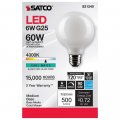 Satco 6pk 6w G25 Globe Filament Led 4000k E26 Base White Dimmable 60w Equiv