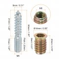 Uxcell M8x50mm Hanger Bolts 12pcs 31mm Wood Dowel Screw Self-tapping With M8x20mm Threaded Insert Nuts Interface Hex Socket