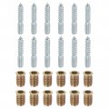 Uxcell M8x50mm Hanger Bolts 12pcs 31mm Wood Dowel Screw Self-tapping With M8x20mm Threaded Insert Nuts Interface Hex Socket