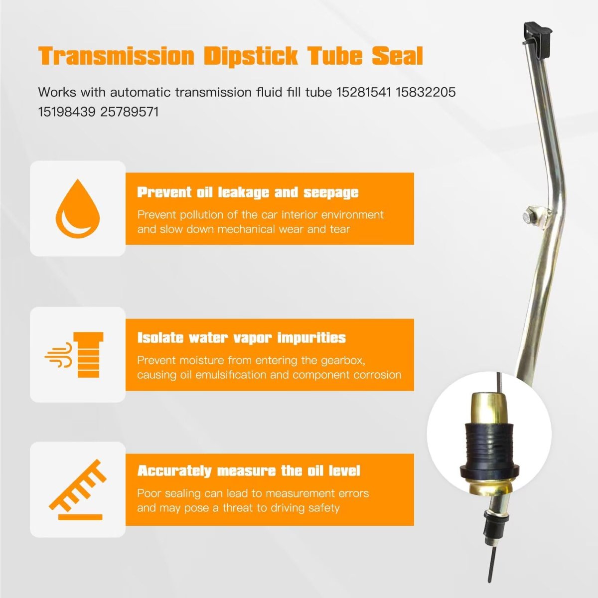 1 Pack Transmission Dipstick Tube Seal Trans Dip Stick Grommet For Chevy 1982-2004 S10 Works With 15281541 15832205 15198439