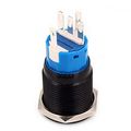 Werfamily 19mm Latching Push Button Switch 1no 1nc Spdt On Off Waterproof Round Black Shell Aluminum Alloy With Blue Led Power