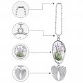 Close-up Of Lavender Purple Flowers With Green Leaves On White Car Pendant Rear View Mirror Hanging Accessories Interior