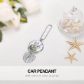 Close-up Of Lavender Purple Flowers With Green Leaves On White Car Pendant Rear View Mirror Hanging Accessories Interior