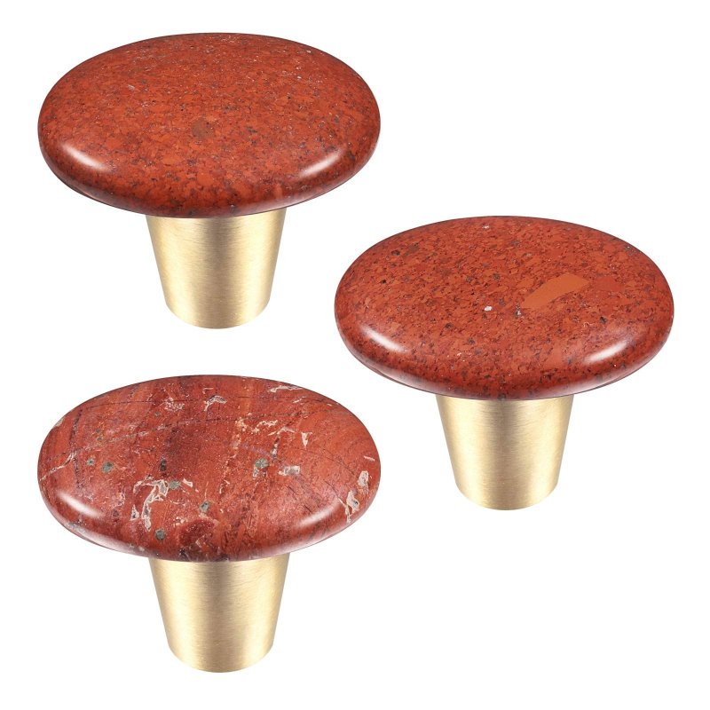 Rockcloud Natural Red Jasper Crystal Stone Knob Drawer With Screws Oval Rough Gemstone Pull Handle For Dresser Cabinet Wardrobe