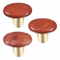 Rockcloud Natural Red Jasper Crystal Stone Knob Drawer With Screws Oval Rough Gemstone Pull Handle For Dresser Cabinet Wardrobe