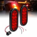 True Mods 2pc 6 Red Oval Led Trailer Tail Light Kit Dot Fmvss 108 Sae S2tsi6p2 Grommet Plug Included Ip67 Waterproof Stop Turn 