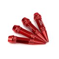 60mm Anodized Aluminum Valve Stem Caps Spiked Head Design Car Accessories Universal Fit For Most Vehicles Red Pack Of 4