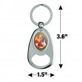 Graphics More Christmas Holiday Jolly Santa And Child Keychain Chrome Metal Spinning Oval Bottle Opener