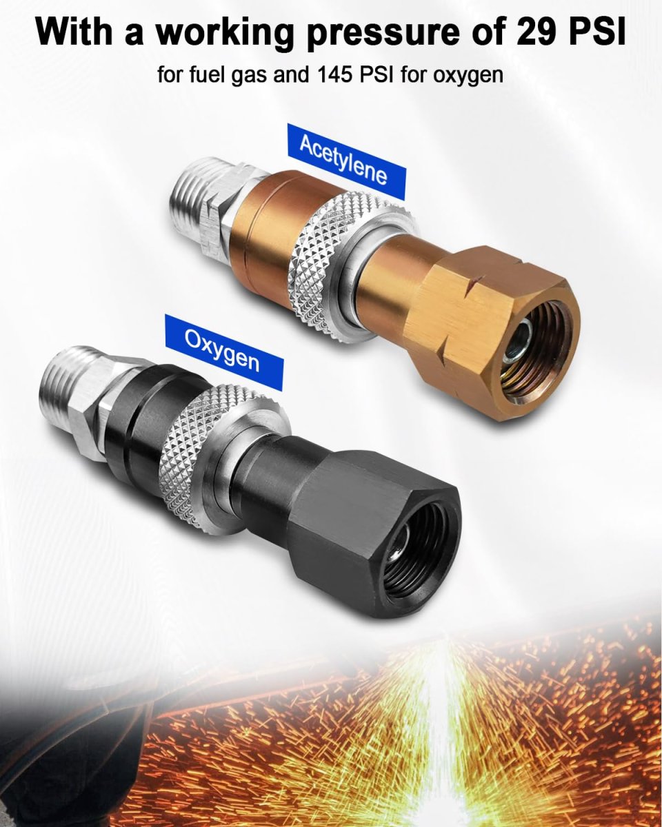 Oxy Acetylene Torch Quick Connect Set Qdb10 9 16 In 18 B Fittings For Welding And Cutting Operations Oxygen Fuel Gas Connector