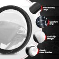 Auto Dynasty Steering Wheel Cover Breathable Microfiber Leather Car Protector With White Stitched 14 1 2 To 15 Inches Universal