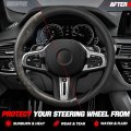 Auto Dynasty Steering Wheel Cover Breathable Microfiber Leather Car Protector With White Stitched 14 1 2 To 15 Inches Universal