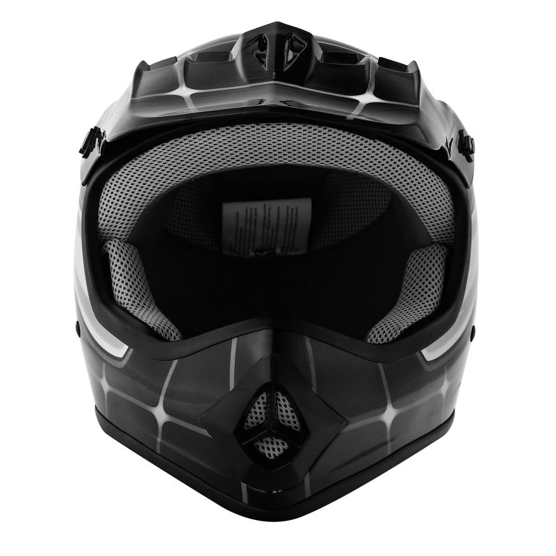 Dot Youth Kids Motocross Offroad Street Dirt Bike Helmet Goggles Gloves Atv Mx A Black Spiders Small
