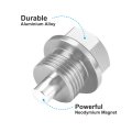 2 Set M18x1 5 Oil Drain Plug Magnetic Aluminum Alloy Sump Nut Bolt With Washer For Car Motorcycle Silver Tone