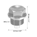 2 Set M18x1 5 Oil Drain Plug Magnetic Aluminum Alloy Sump Nut Bolt With Washer For Car Motorcycle Silver Tone