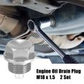 2 Set M18x1 5 Oil Drain Plug Magnetic Aluminum Alloy Sump Nut Bolt With Washer For Car Motorcycle Silver Tone