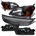 Honda Civic Headlight Black Bumper Fog Light Smoke Lens Grille 7th Generation Es Em D17 