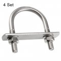 Uxcell Round U-bolt 1 85 47mm Inner Width 75mm Length Steel M8 With Nuts Plate Washers 4 Set