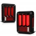 Sequential Turn Signal Premium Oled Neon Tube Tail Light Lamp For 2007-2018 Jeep Wrangler Rosso Red Lens Driver Passenger Side 