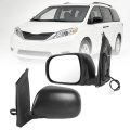 Left Driver Side View Door Mirror For 2004-2010 Toyota Sienna With Heated Power Glass Manual Folding Black Replaces To1320205 