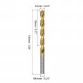 Uxcell High Speed Steel Straight Shank Twist Drill Bit Fully Ground Titanium Coated 6 4mm Diameter 34mm Total Length 12mm 4 Pcs