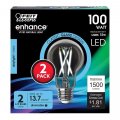 Feit A19 E26 Medium Filament Led Bulb Daylight 100 Watt Equivalence 2 Pk