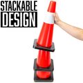 18 High Hat Cones In Fluorescent Orange With Reflective Sleeve And Black Base For Indoor Outdoor Traffic Work Area Safety