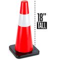 18 High Hat Cones In Fluorescent Orange With Reflective Sleeve And Black Base For Indoor Outdoor Traffic Work Area Safety