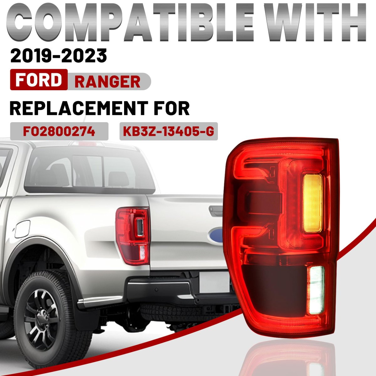 Led Tail Light Assembly For 2019 2023 Ford Ranger With Blind Spot Driver Side Left Red Lens Brake Running Signal Lamp Replaces