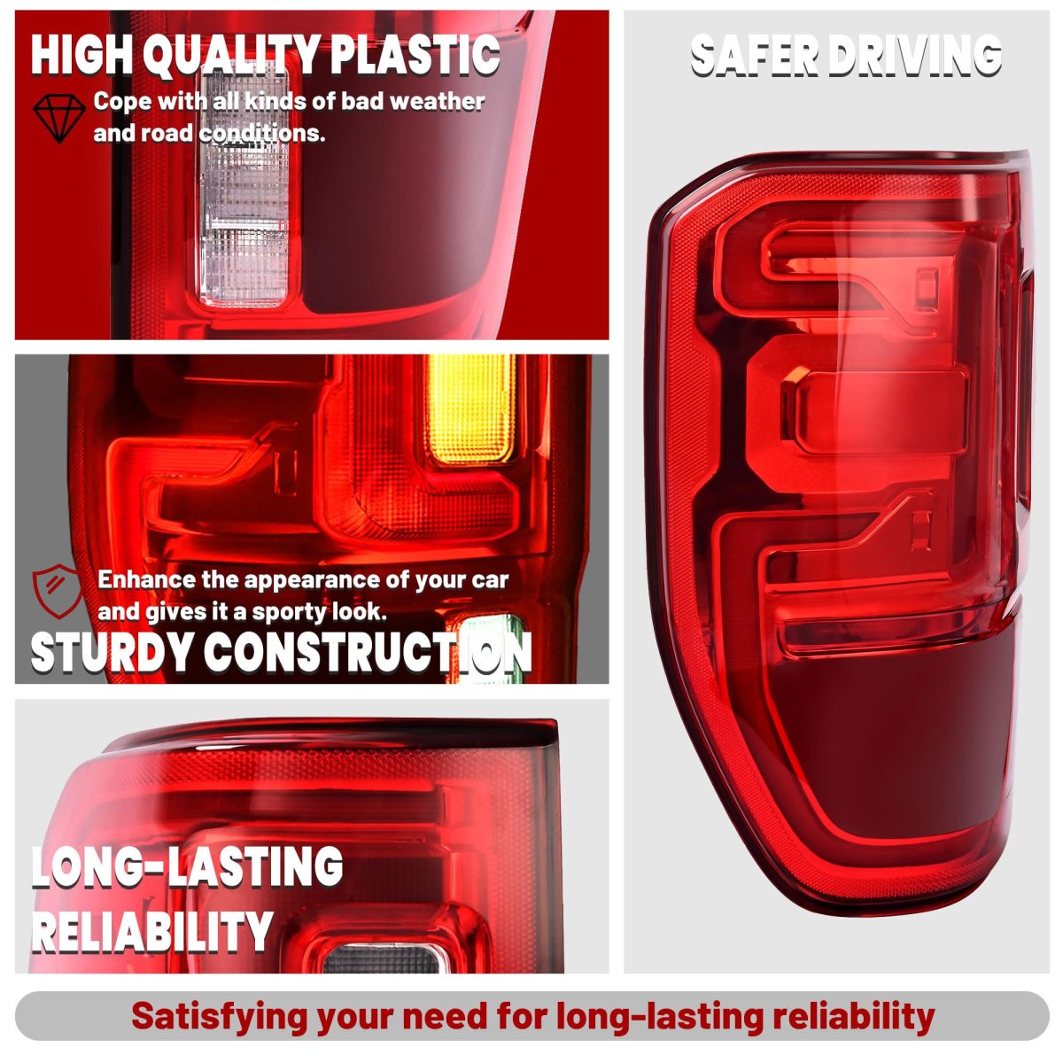 Led Tail Light Assembly For 2019 2023 Ford Ranger With Blind Spot Driver Side Left Red Lens Brake Running Signal Lamp Replaces