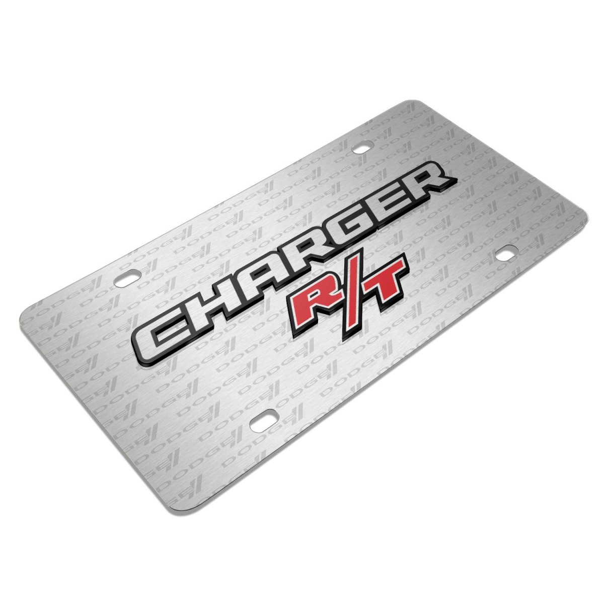 Dodge Charger R T 3d Logo On Pattern Brushed Aluminum License Plate Official Licensed