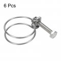 Uxcell 6pcs Double Wire Hose Clamp 43-48mm Adjustable Stainless Steel Clips With M8 Bolt For Dust Collection Pump Pipe