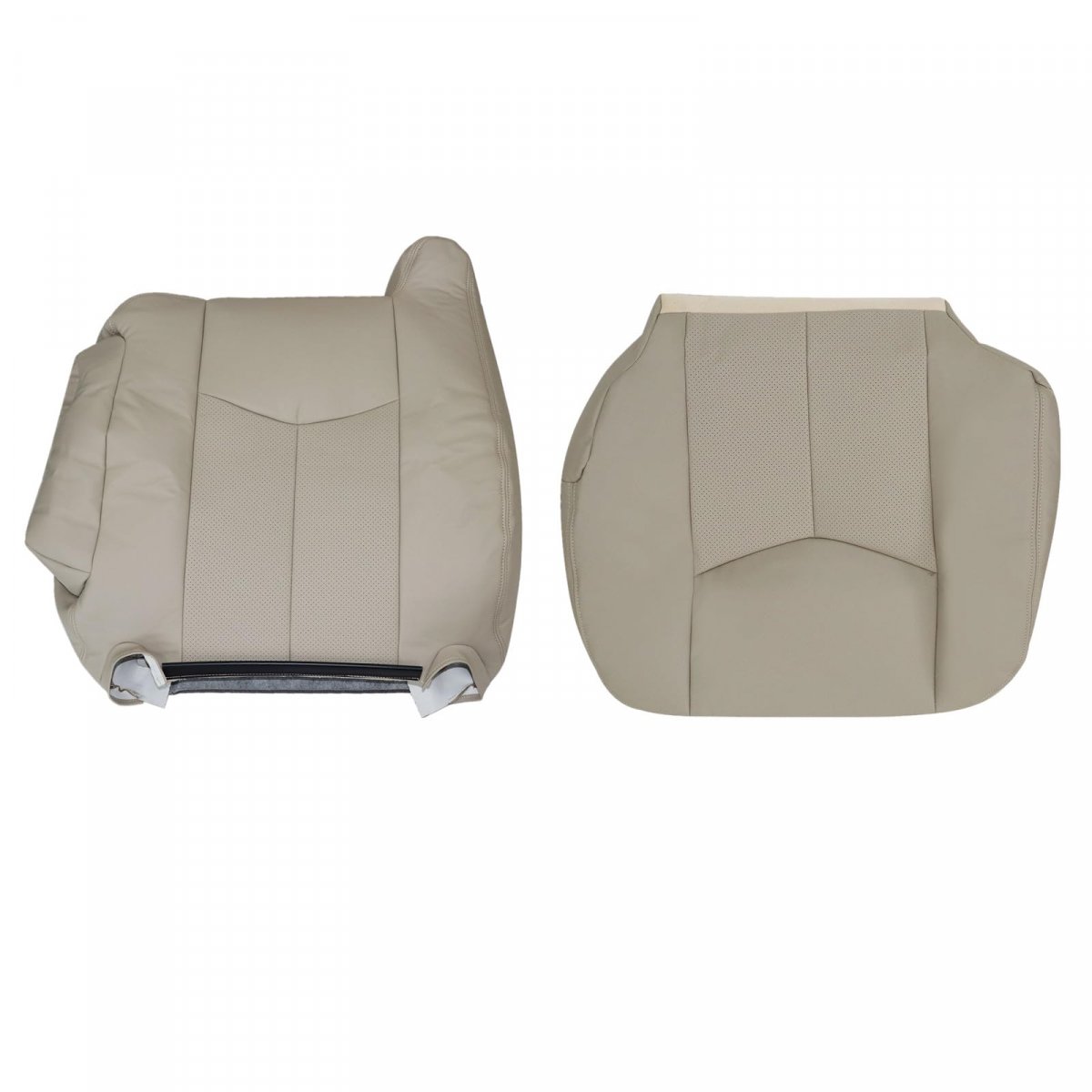 Driver Bottom And Top Lean Back Perforated Leather Seat Covers For Cadillac Escalade Esv Ext 2003 2004 2005 2006 Shale Light